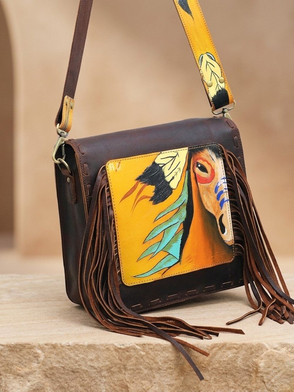 American Darling Wild Horse Western Fringe Crossbody Bag - Picture 7 of 10